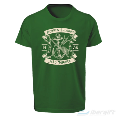 Açores T-Shirt ’’Âncora Tridente Azores Islands’’ (Ts2024-06) Verde Escuro / 5/6 - T-Shirts