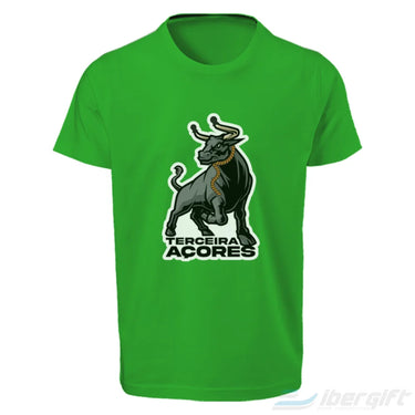 Açores T-Shirt Touro Ilustração (Ts2023-02) Verde Claro / 5/6 - T-Shirts