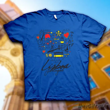 Coração Vários Símbolos T-Shirt – Ibergift Ts2017-12 Azul / 5/6 Portugal - Roupas T-Shirts