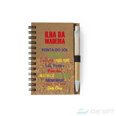 Notebook A6 Argola Cortiça C/ Caneta (Ibblmn/02) Madeira - Notebooks