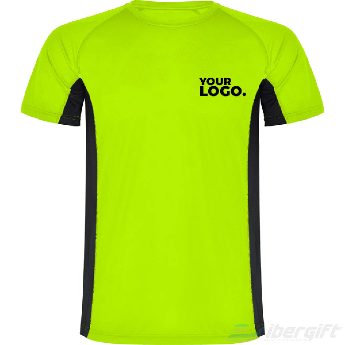 T-Shirt Bicolor Lateral Verde Fluo/Preto / 5/6 Corporate - Têxtil Técnico